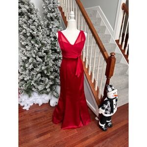 Alfred Angelo Vintage Red Gown Prom Dress Formal With Sheer Detailing